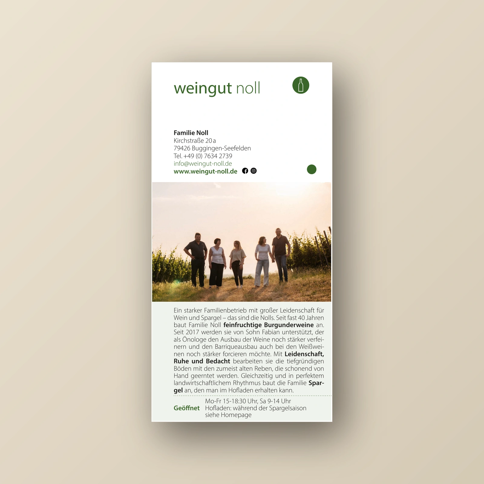 Beispiel halbe Seite: Weingut Noll